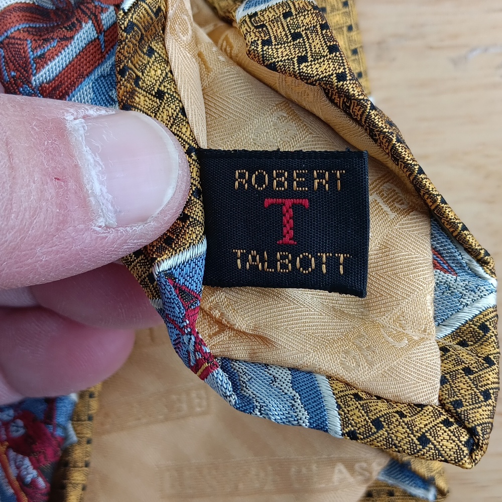 Robert Talbott Yellow And Blue Airplane Patterned… - image 4